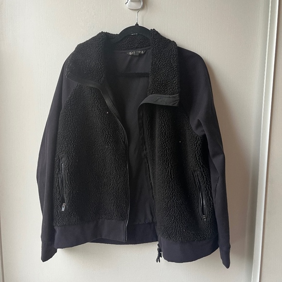 Athleta Black Teddy Zip Up Sweatshirt, Size L - Picture 1 of 5